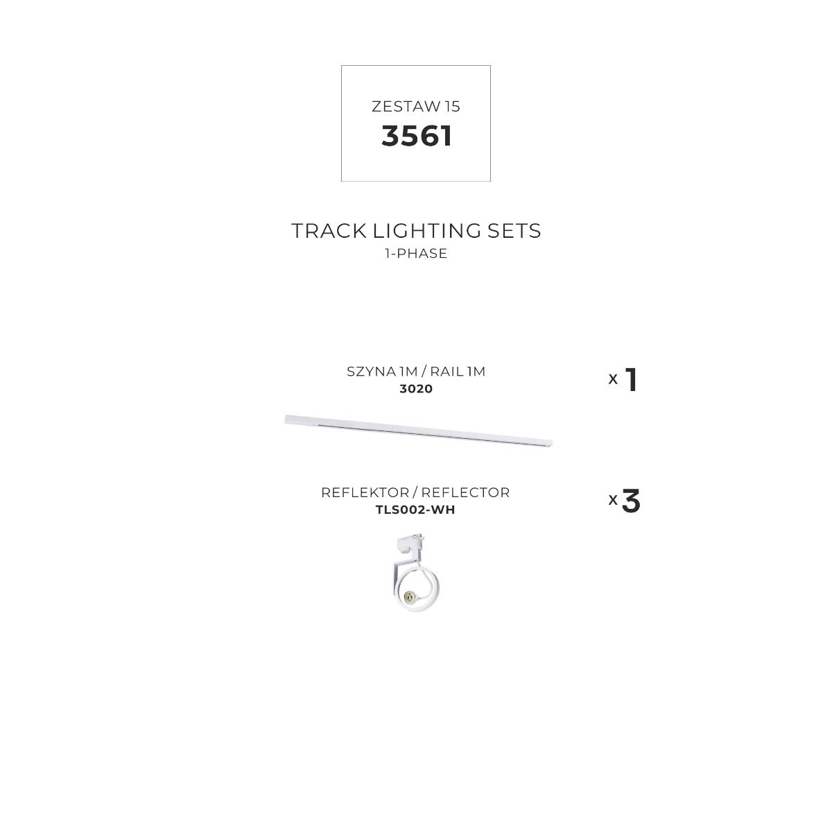 3561 Zestaw 15 szynoprzewody WHITE jednoobwodowy