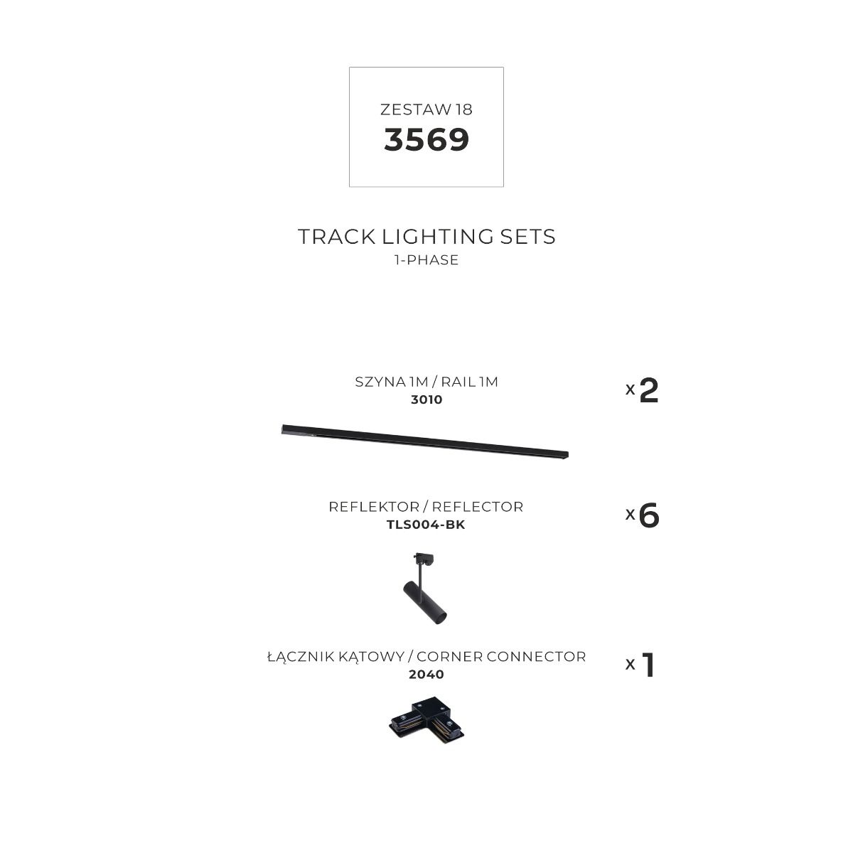 3569 Zestaw 18 szynoprzewody BLACK jednoobwodowy