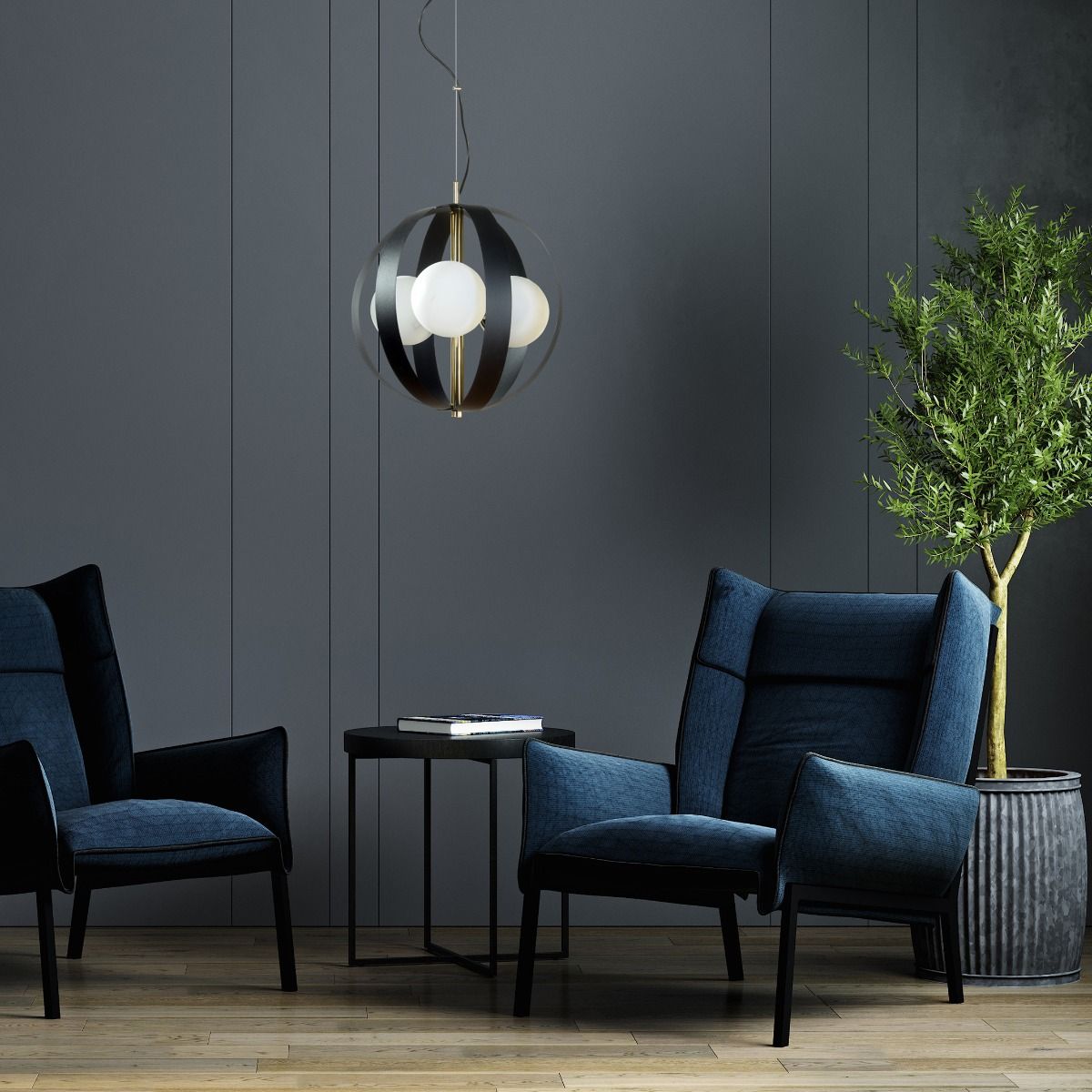 1137 Lampa wisząca NELA 40 cm czarno-złota /black-gold