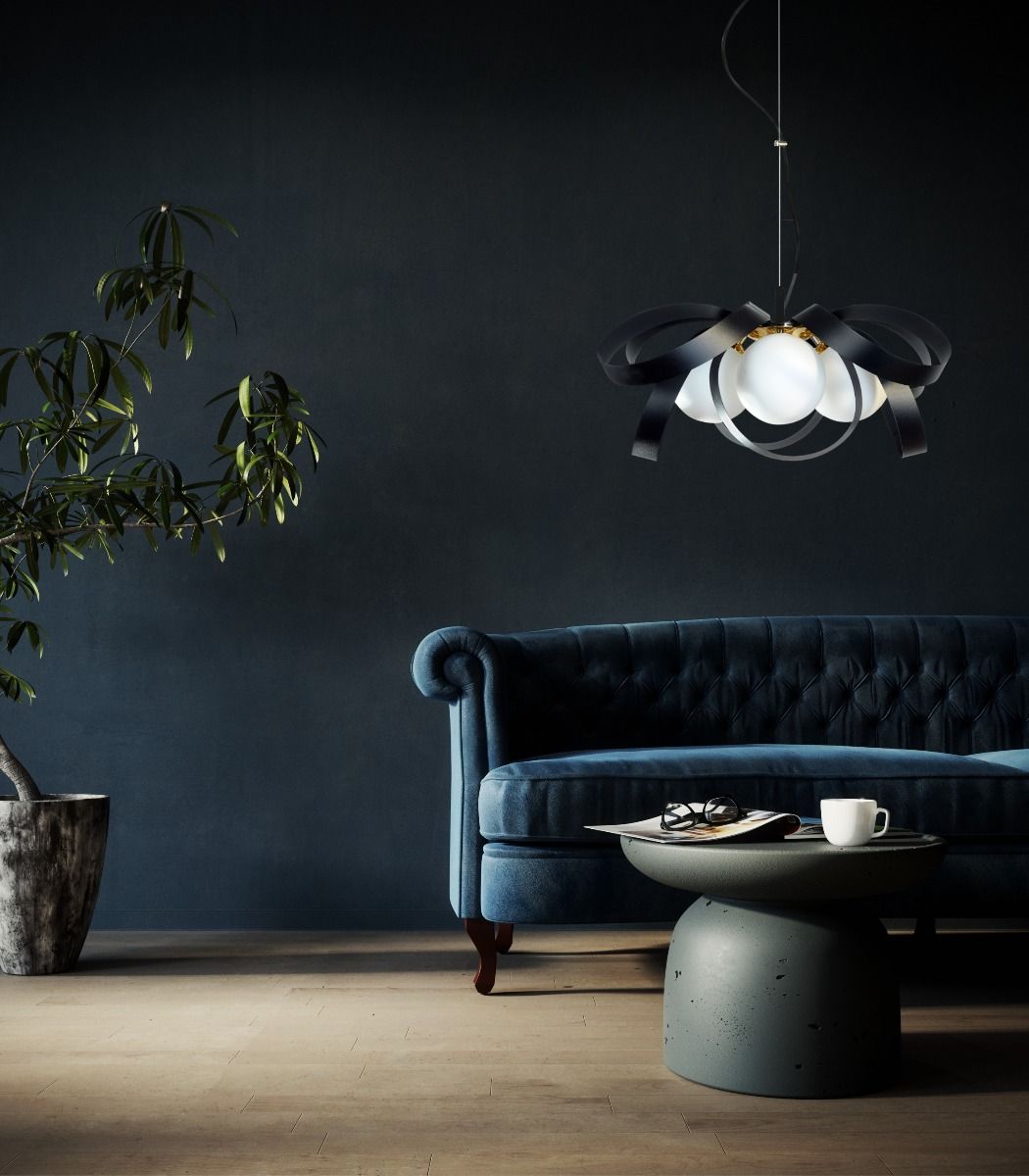 1139 Lampa wisząca NELA FLAT 65 cm czarno-złota /black-gold