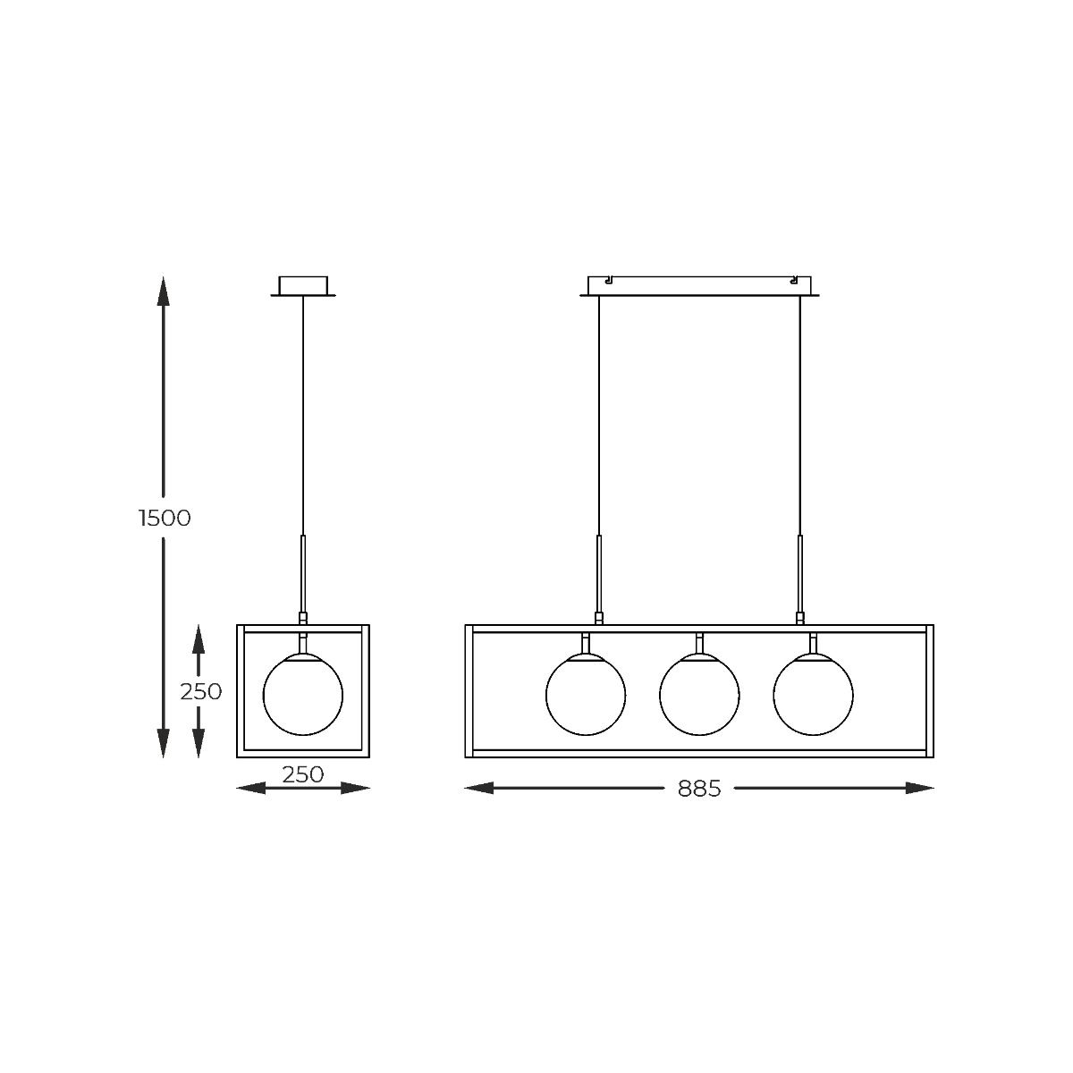 MD3115-3-3BT PIRO LAMPA WISZĄCA CZARNA/BLACK