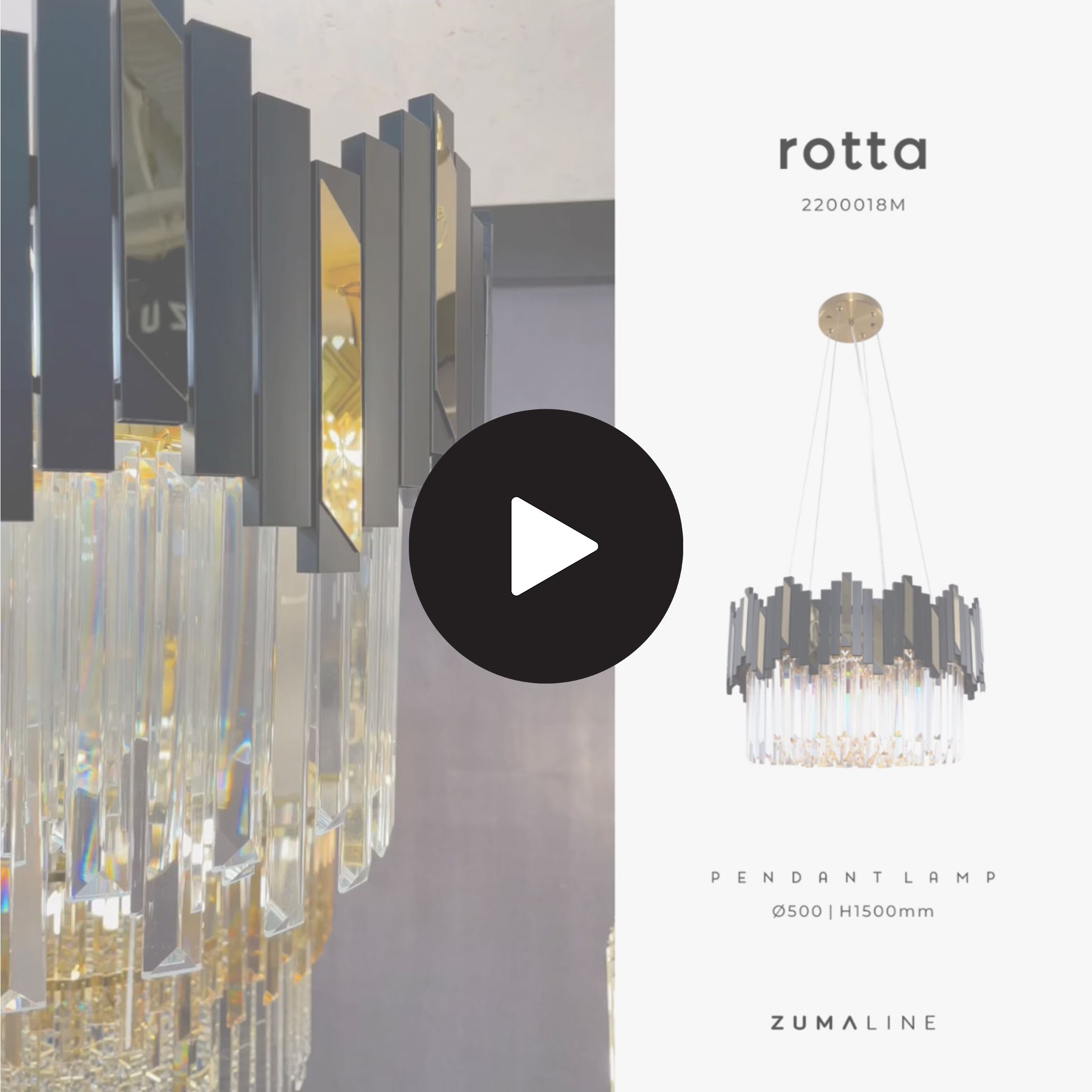 2200018M ROTTA LAMPA WISZĄCA CZARNO-ZŁOTA/BLACK-GOLD